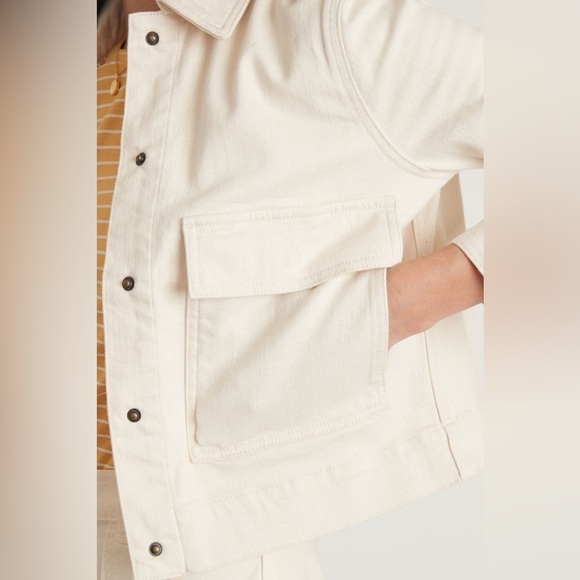 Marine Layer Ash Cropped Denim Jacket in Natural Size large - Picture 4 of 8